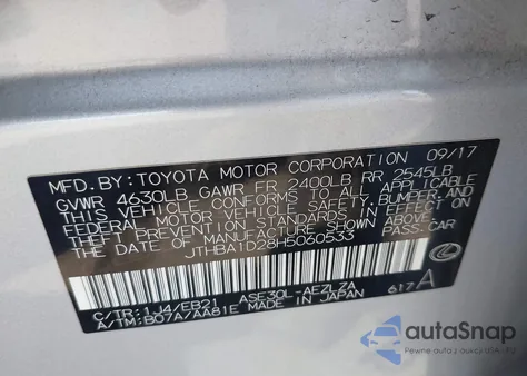 2017 Lexus Is 200T from USA, damaged, VIN JTHBA1D28H5060533
